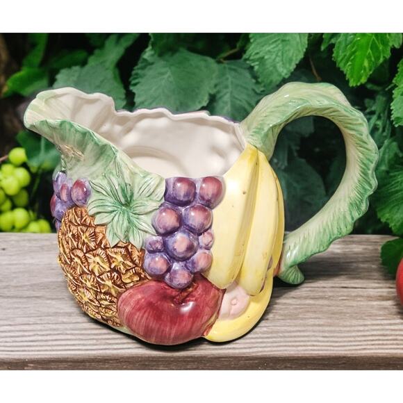 Fitz and Floyd Calypso Collection Pitcher 1.5qt Earthenware Handpainted 1988 EUC - Picture 1 of 7